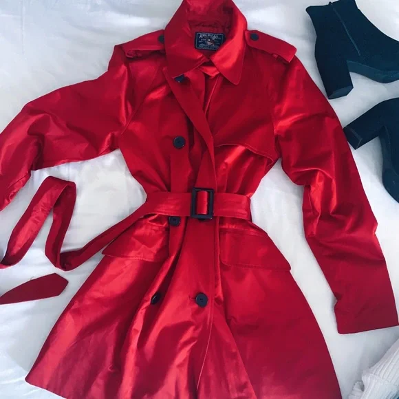 American Living red trench coat - Picture 4 of 13
